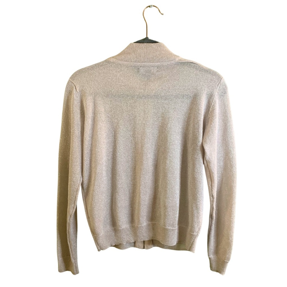 Glitter Cardigan Sweater Jacket Silver Gold Small Metallic Capsule Grandma Chic - Picture 6 of 11